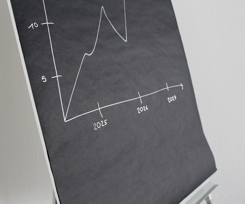 Q-connect Flipchart-Block – 68 × 99 cm, 20 Blatt/Block, blanko, schwarz, Papier, perforiert, mit Lochung