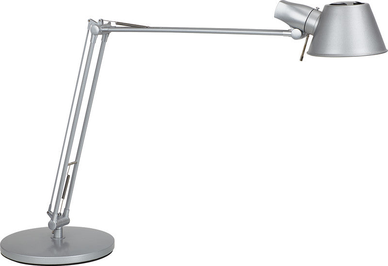 MAUL Energiespar-Tischleuchte rock – dreh- & neigbar, mit Schalter – 2700 K – 880 lm 15 W – silber