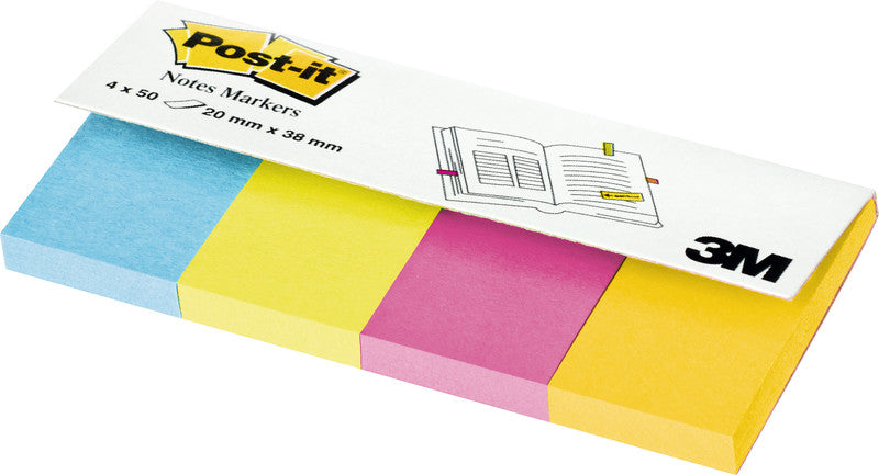 Post-it Seitenmarker – 20×38 mm – sortiert, 4×50 Stück, PEFC