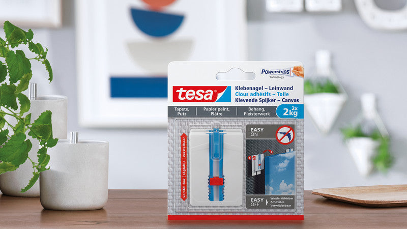 TESA Klebenagel – Kunststoff, Weiss, 12 × 14 × 2,4 cm – 2er-Pack