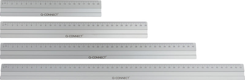 Q-connect Wandtafel-Lineal 20 cm – Aluminium, Silber, Rutschfest