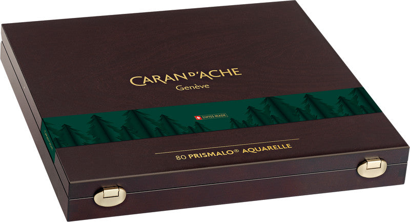 Caran d-Ache Caran d'Ache Prismalo Aquarellfarbstifte – 80 Farben, im Holzkoffer, Ø 3 mm, FSC