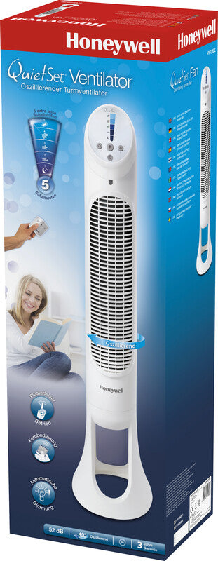 Honeywell Turmventilator QuietSet – 23 W, 5 Stufen, oszillierend, Timer, Fernbedienung