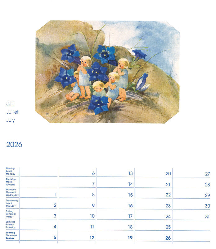 Cosa Postkartenkalender Mili Weber 2026 – 23 × 27 cm – d/f/gb – mit 12 Postkarten, mit Aufhänger