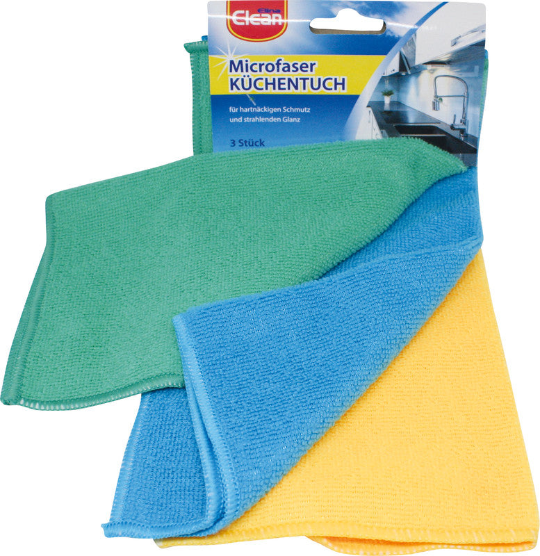 Elina clean Mikrofasertücher, waschbar bis 40 °C, farbig sortiert, 30 × 30 cm