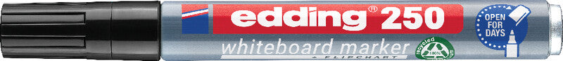 Edding Whiteboard-Marker 250 – Rundspitze 1,5-3 mm – Schwarz – Trocken abwischbar