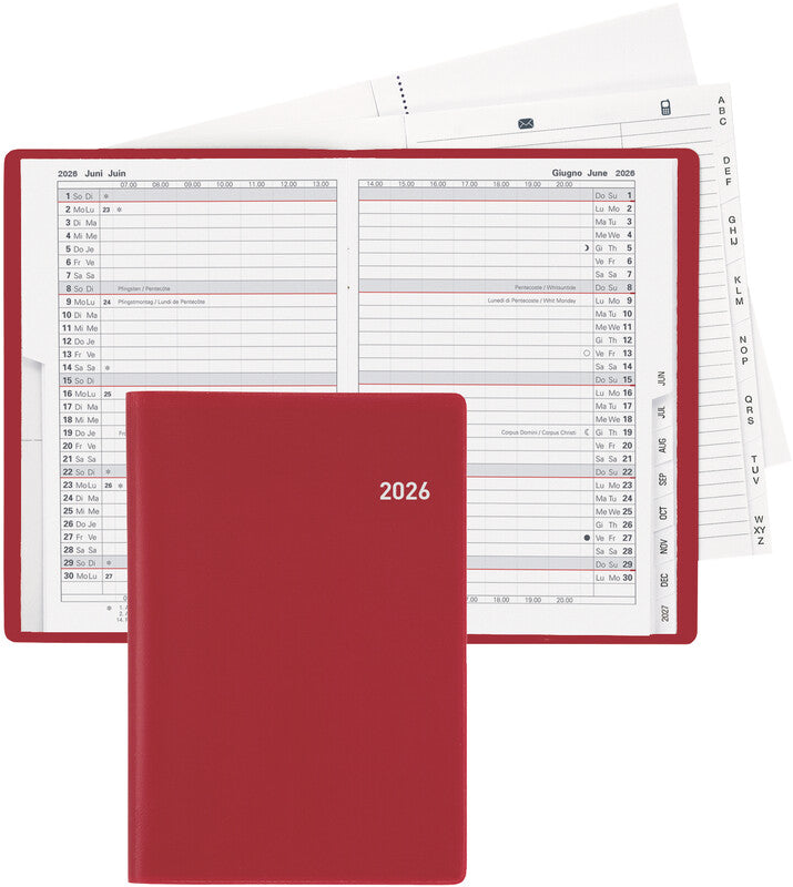 Biella Planer Istanbul Agenda – 1 Monat/2 Seiten, geheftet, 10,6 × 15,3 cm, 15 Monate Okt–Dez, weinrot, PEFC