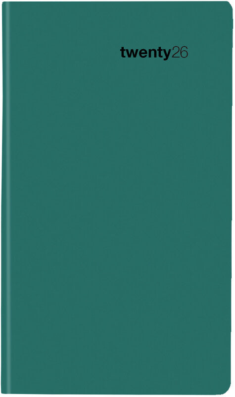 Biella Luzern Agenda – 1 Monat/2 Seiten, geheftet, 8,7 × 15,3 cm, 15 Monate Okt–Dez, 2026, petrol, FSC