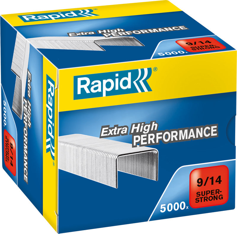 Rapid Heftklammern 9/14 – für Rapid HD9, HD49, HD70 und andere – 110 Blatt – Metall, silber – 5000 Stück