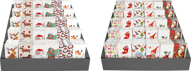 Braunies Weihnachtstaschentücher – 4-lagig, mehrfarbig, 55 × 110 mm – 10 Tücher