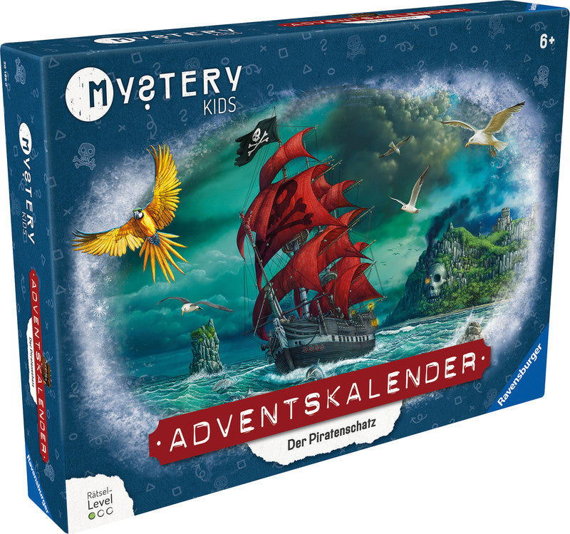 Ravensburger Adventskalender Mystery Der Piratenschatz – ab 6 Jahren, d, 385 × 385 × 60 mm, Karton, mehrfarbig