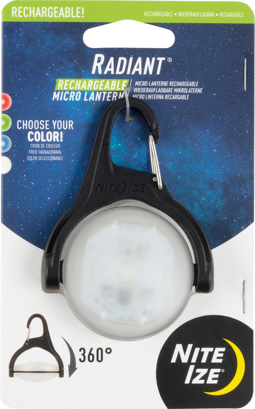 Nite Ize Radiant Disc-O Select LED-Aussenleuchte – spritzwassergeschützt, Akku, Micro-USB, 5 Lichtmodi