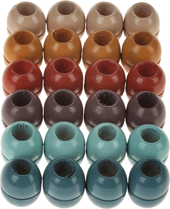 Rico Design Holzperlen – Ø 19 mm, Loch-Ø 8 mm, mehrfarbig, 24 Stk.