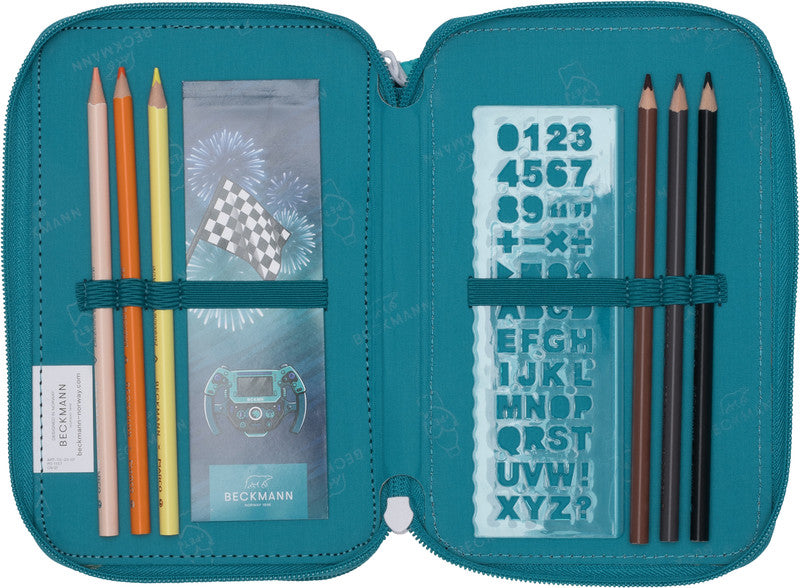 Beckmann Classic 1st Triple Etui, gefüllt, 27-teilig – Racing – Kunststoff – 13 × 20,5 × 7 cm