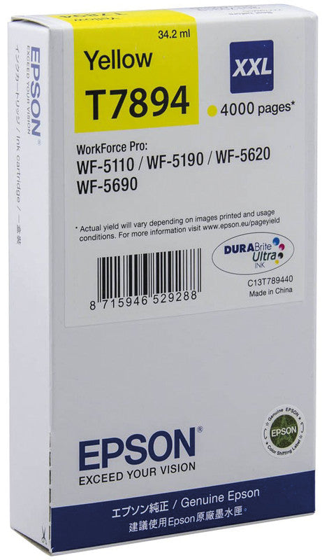 Epson Tintenpatrone T7894, Gelb, 4'000 Seiten – für Epson-Drucker