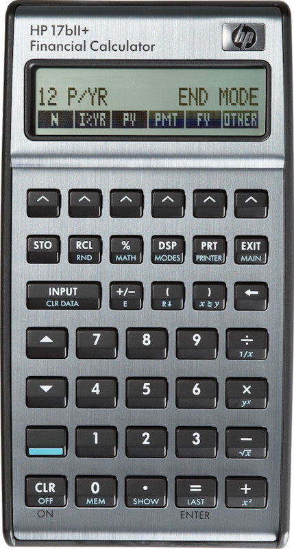 HP Taschenrechner 17BII+ – 22-stellig, LCD, Währung/Amortisation, Batterie, Silber