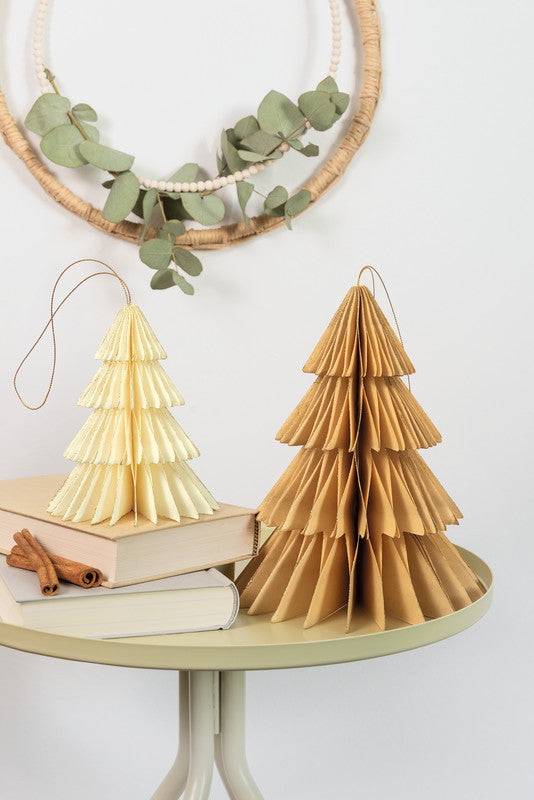 Folia Wabendekor Tanne S/M, Papier, creme/offwhite, 11 × 13 cm und 17 × 20 cm, 2er-Set – Hygge – FSC, eco:plus