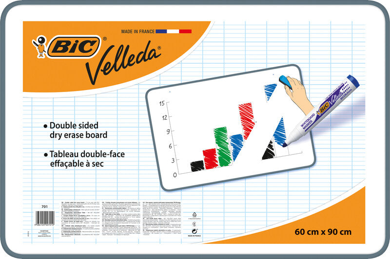 BIC Whiteboard – 90 × 60 cm, Kunststoffrahmen, beidseitig