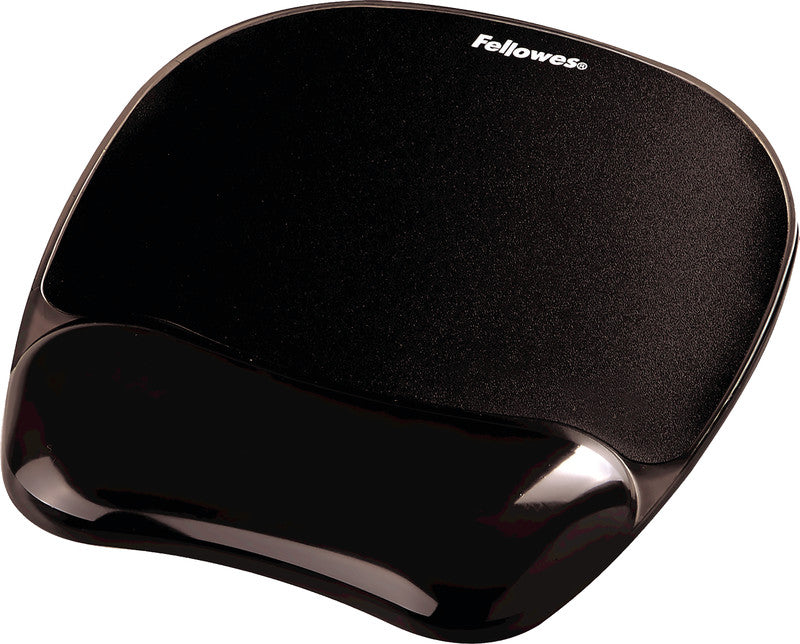 Fellowes Mausmatte mit Handgelenkauflage – Crystals – Gel, abwaschbar – 230×202×15 mm – schwarz