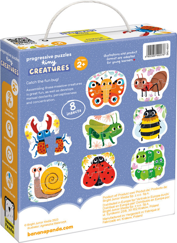 Banana panda Progressive Puzzles Tiny Creatures – Logikspiel, 1 Spieler, ab 2 Jahren