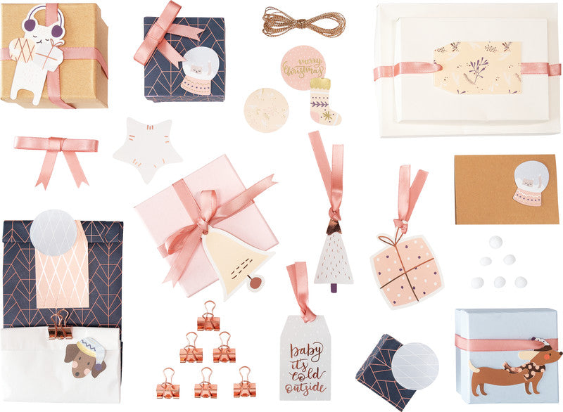 Folia Geschenketiketten – Winter Wonderland – 12 Hangtags, 12 Sticker – Karton – Bogen 157 × 120 mm