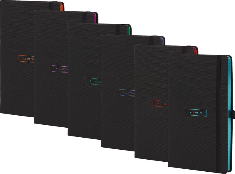 Castelli Notizbuch, 130 × 210 mm, liniert, Leimbindung, Hardcover, 192 Seiten, 80 g/m² – mehrfarbig