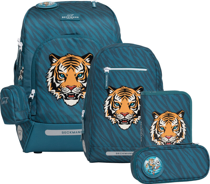 Beckmann Active Air FLX – Schulrucksack-Set 6-teilig, Tiger Stars, 20–25 l, 26×39×22 cm, für Laptops bis 15"