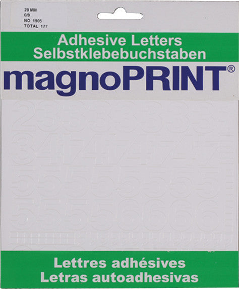 Magnoprint Schmucketiketten – Motiv Zahlen 0–9 – Folie, 20×20 mm, permanent haftend