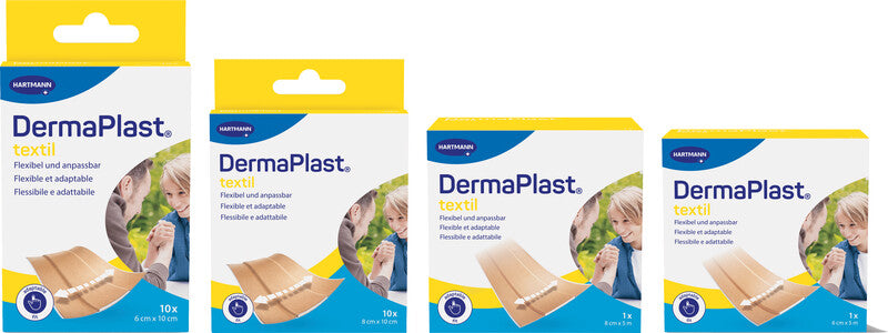 DermaPlast Textilpflaster – hypoallergen, zuschneidbar – braun – 80 × 100 mm – 10 Stk.