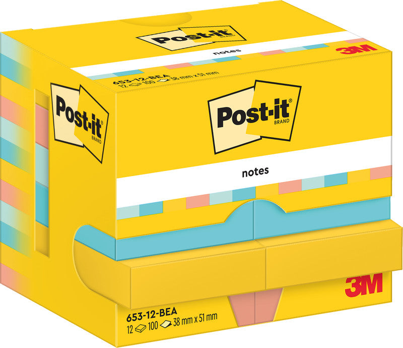 Post-it Haftnotizen – 51×38 mm – sortiert – 12×100 Blatt