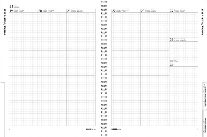 Ingold verlag Tagebuch für Lehrpersonen – Spiralbindung, 23 × 30,5 cm, 2026, Gelb, FSC