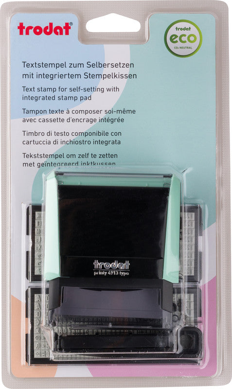 Trodat Motivstempel Printy 4913 – Text: zum Selbersetzen, selbstfärbend, Kunststoff, 58 × 22 mm