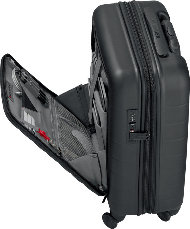 Wenger/SwissGear Wenger Notebook-Trolley – für Notebooks bis 14", Hartschale PC/ABS, 4 Doppelrollen, mit TSA, schwarz/grau