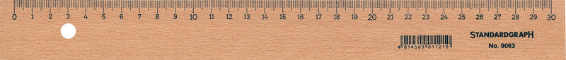 Standardgraph Wandtafel-Lineal 30 cm – Holz, Braun, mit Stahl-Schneidekante
