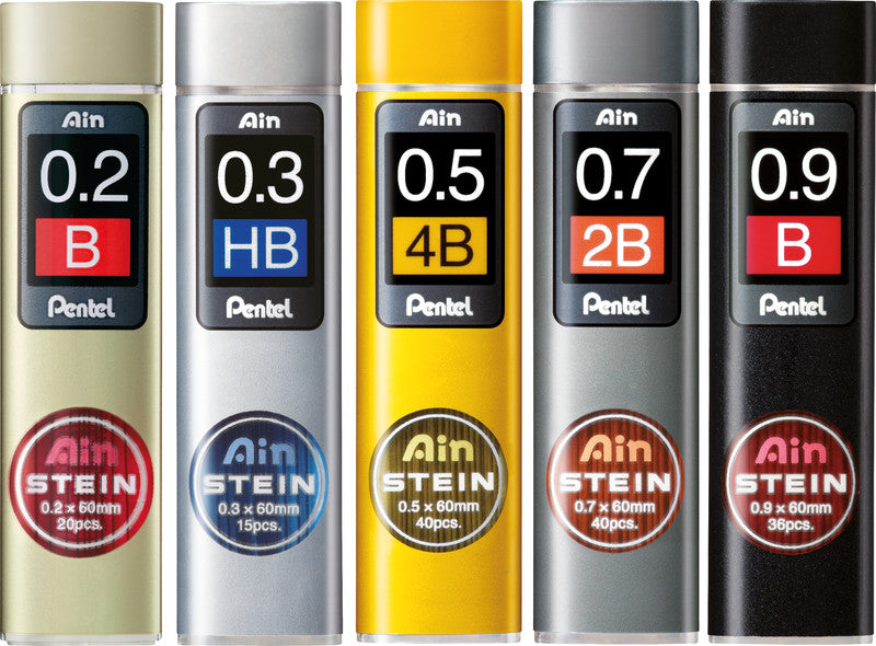 Pentel Bleistiftminen AinStein – Graphit, 0,5 mm, 40 Stk.