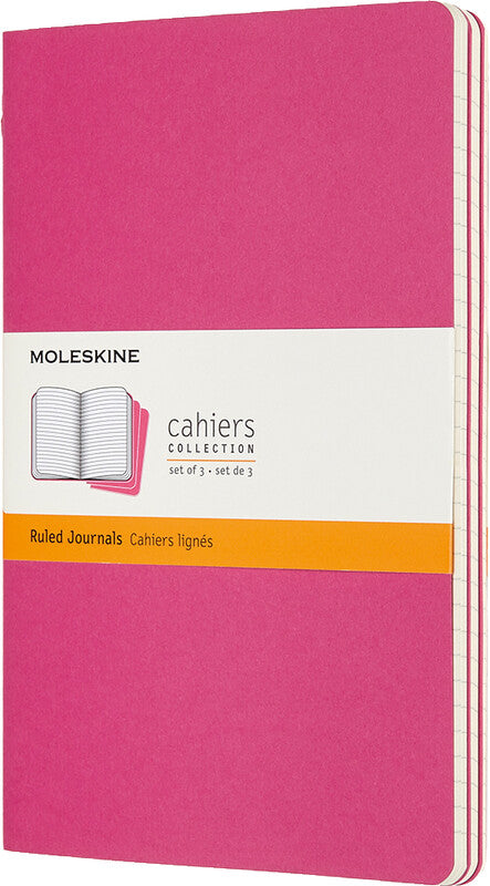 Moleskine Notizheft – 130 × 210 mm – letzte 16 Seiten heraustrennbar, abgerundete Ecken, pink, FSC, 3 Stück