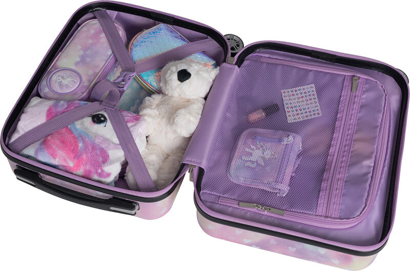 Beckmann Kindertrolley Handgepäck – 4 Doppelrollen, Unicorn Princess Purple, 30,5 × 46,5 × 22 cm