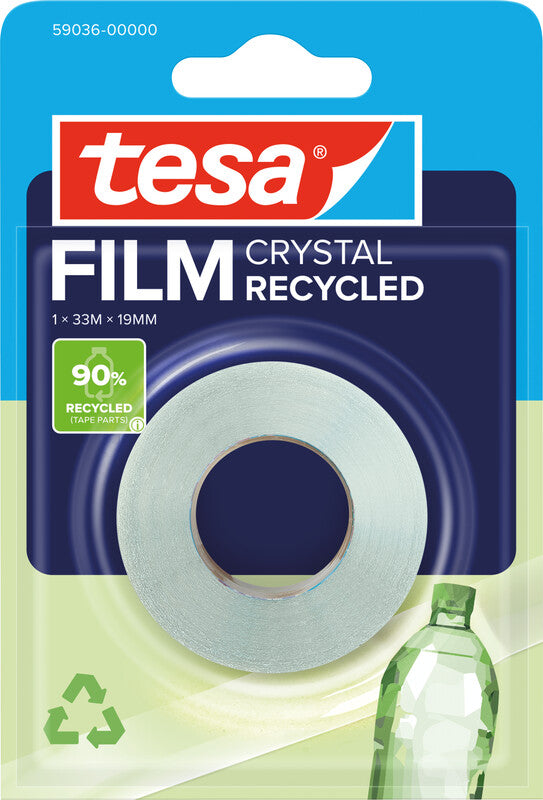 TESA Büro-Klebeband eco & crystal – permanent, Kunststoff, 19 mm × 33 m, transparent, 1 Rolle