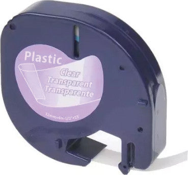 Keine marke eos Dymo Schriftband – 12 mm × 4 m, transparent, schwarz, LetraTag