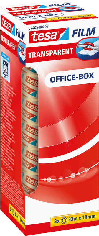 TESA Klebeband – permanent, klar, Kunststoff, 19 mm × 33 m, Kern Ø 26 mm