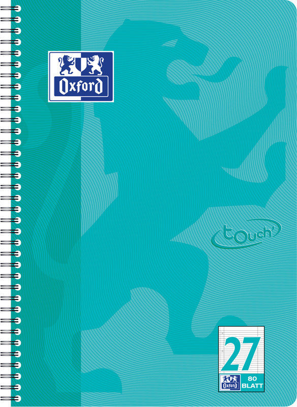 Oxford Collegeblock, Karton, 80 Blatt, 4-fach gelocht, perforiert, 90 g/m² – Aqua, für SCRIBZEE App