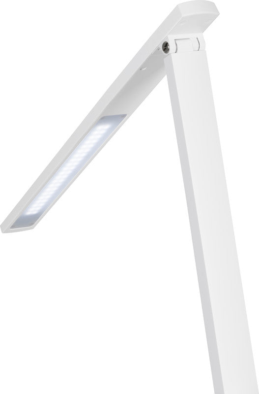 Hansa LED Tischleuchte Vario Plus – USB-Anschluss, dimmbar – 2700–6400 K – 620 lm 10 W – Weiss Metall