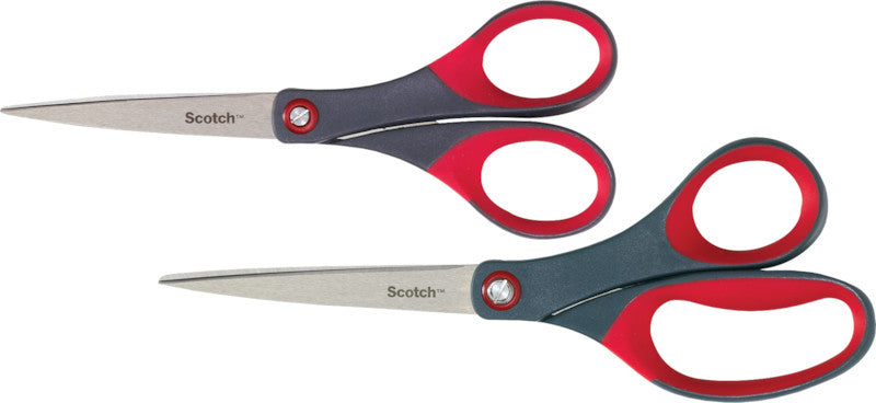 Scotch Universalschere – 20,0 cm, Edelstahl, für Rechts- und Linkshänder, spitz, Kunststoff, rot