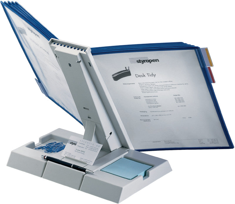 Styro Sichttafelsystem Tischständer – für A4, 10 Fächer, hellgrau, Kunststoff, 300×195×350 mm