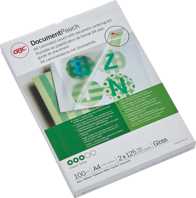 GBC Laminierfolien A4, glänzend – 125 µm, 216 × 303 mm, 100 Stk.