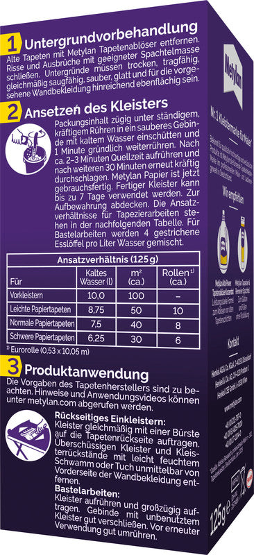 Metylan Bastelkleber – 125 g – weiss – auswaschbar, tropffrei – für Basteln