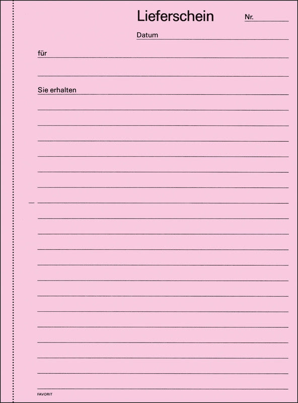 Favorit Formularblock – Lieferscheine, Deutsch, 50 Blatt, A5