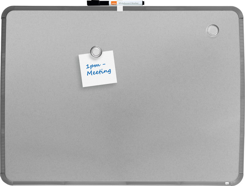 Nobo Whiteboard – 58 × 43 cm, magnetisch, Kunststoffrahmen, silber, Wandmontage