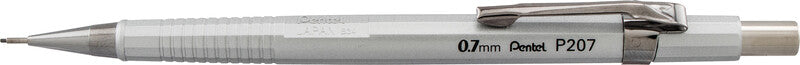 Pentel Sharp P200 Druckbleistift – 0,7 mm, silber, starres 4 mm Führungsröhrchen