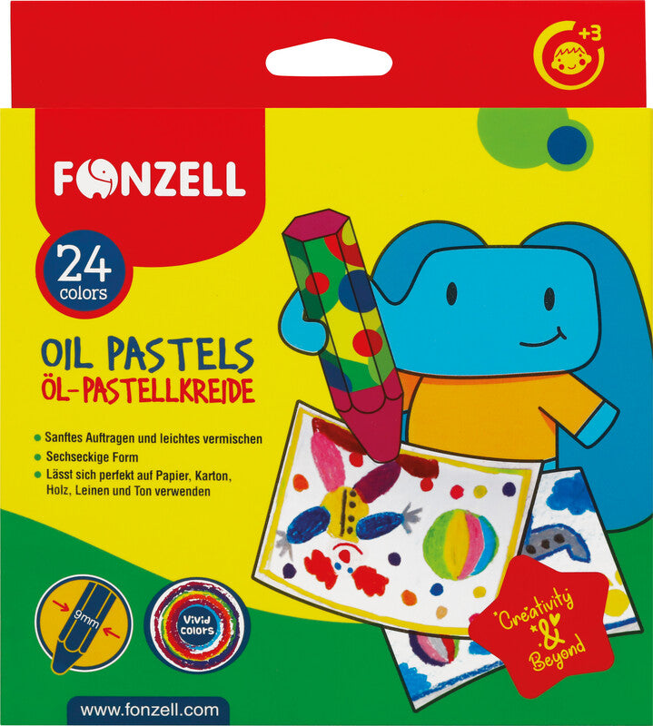 Fonzell Ölpastelle – Set – 24 Farben, für Papier, Karton & Holz